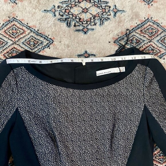 Karen Millen Textured Panel Seam Short Sleeve Pencil Dress - Size 4 - Picture 11 of 16